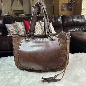 ❌SOLD❌ Authentic Dolce & Gabbana Brown Suede/Leather Distressed Hobo Bag